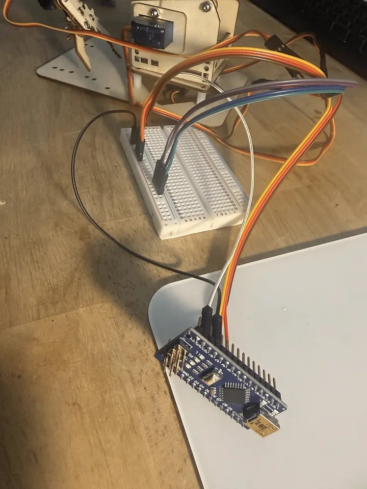 Arduino Nano and breadboard wiring for the teleoperation rig